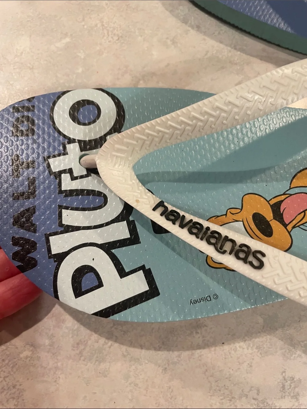 Havaianas Pluto Graphic Flip Flops - Light Blue, Yellow & White